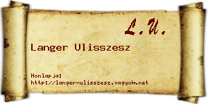 Langer Ulisszesz névjegykártya